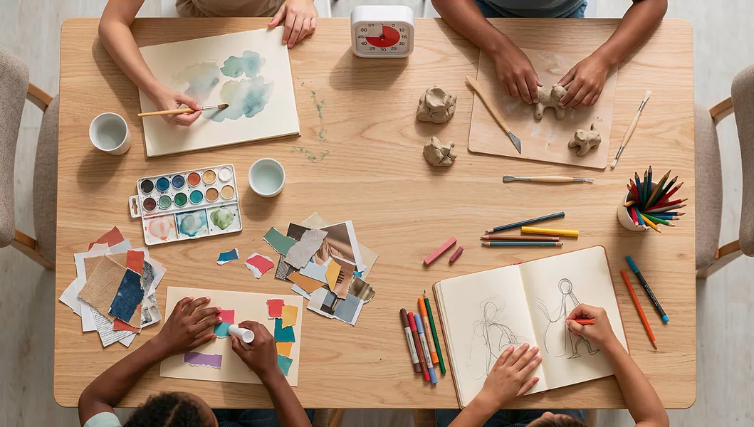 Atelier lumineux dans un cabinet parisien, ambiance apaisante et élégante