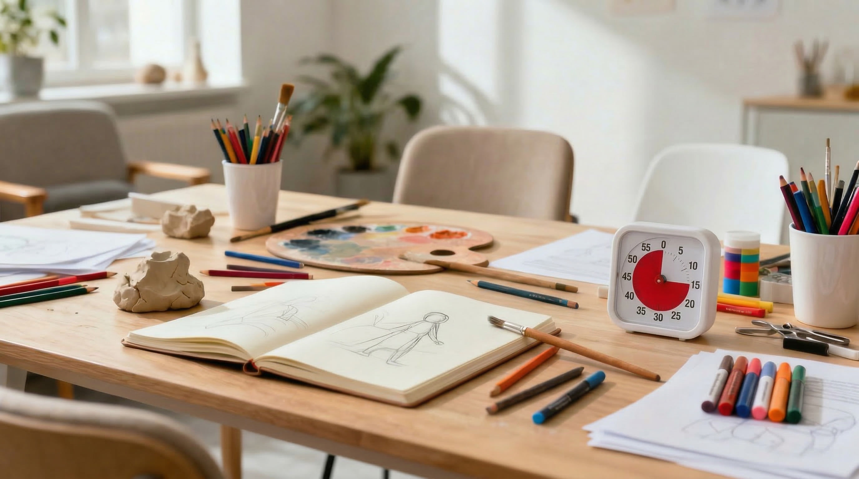Atelier lumineux dans un cabinet parisien, ambiance apaisante et élégante