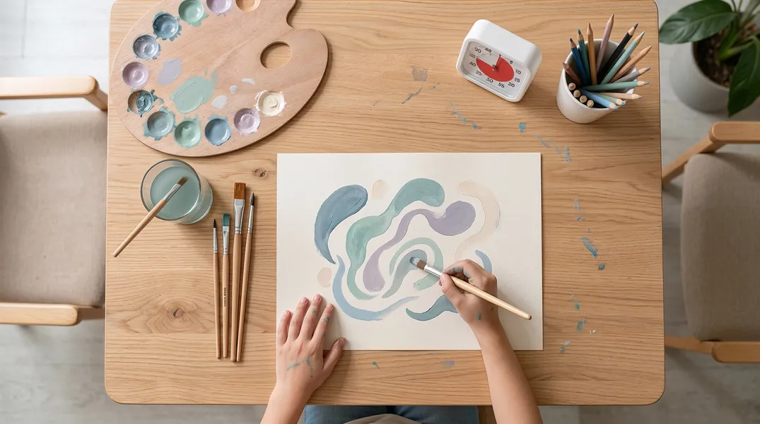 Enfant en activité de peinture